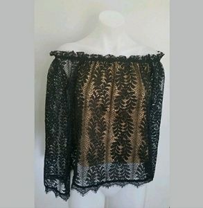Heartloom Maryam Off Shoulder Top Black Lace Sz S